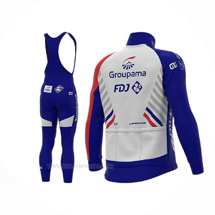 2020 Ropa Ciclismo Groupama-fdj Blanco Profundo Azul Rojo Mangas Largas y Culotte Lunga